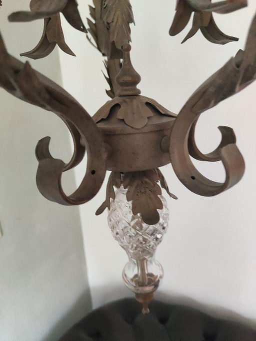 Grote Vintage Kroonluchter 100 Cm Italiaans Design – Metal, Glass (photo 2 of 2)