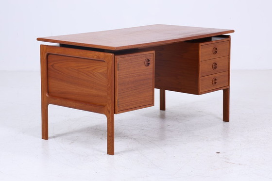 Image 1 of Vintage Teak Desk by Arne Vodder for GV Møbler | Mid - Century Drawers Work Desk Free Table Retro Design #06-38