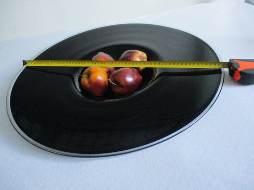 Grote Schaal, 58 cm, 4.5 KG, Zwart Met Transparante Bies, Made In Denemarken