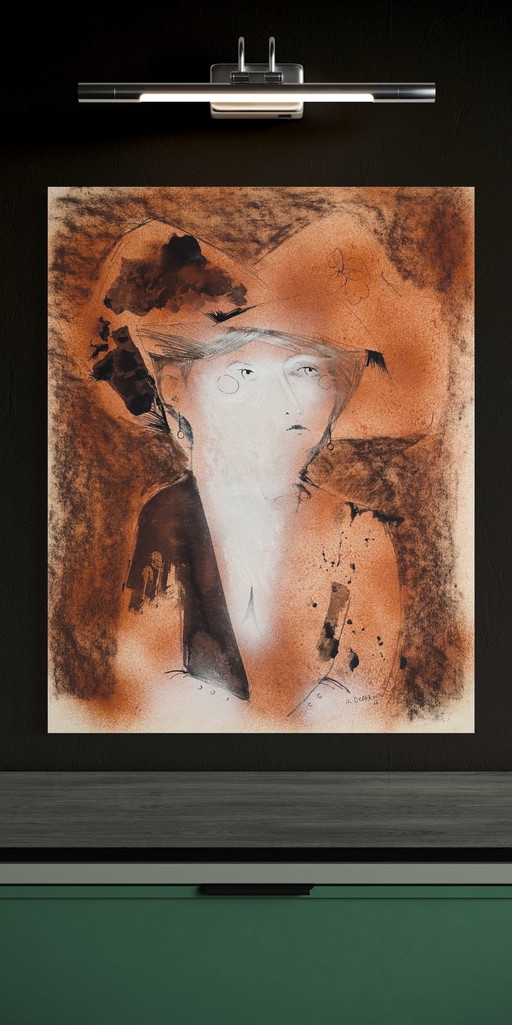 Robert Detheux rare peinture surréaliste de 1966