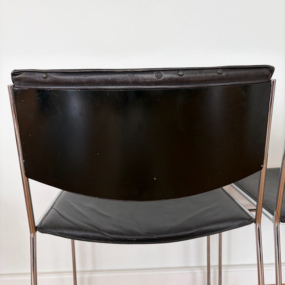 Set di 2 sedie di design retrò in pelle nera e cromo – Sedie da pranzo, Metallo (photo 5 of 6)