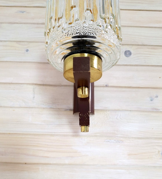 Image 1 of Vintage Wall Wood Lamp, Wood with Glass Shade
