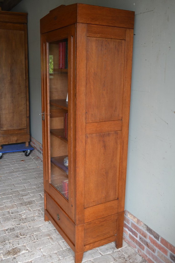 Image 1 of Antique oak wood Art Deco display case, bookcase.