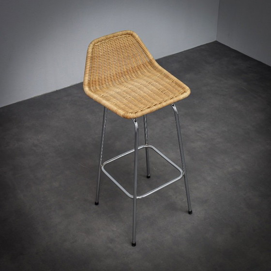 Image 1 of Set of 5 Rattan Bar Stools by Rohé Noordwolde, Netherlands, 1960s
