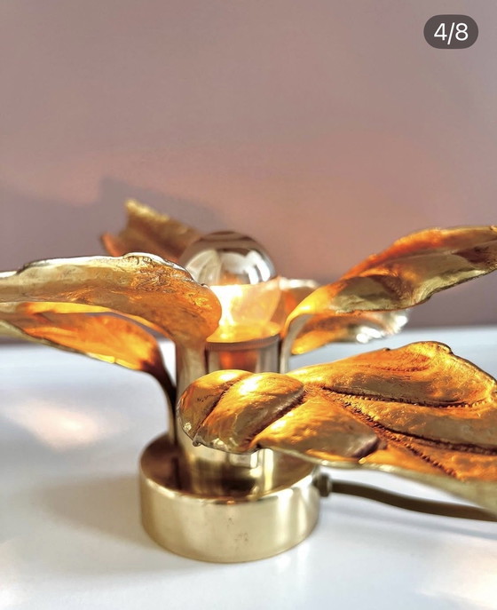 Image 1 of Brass flower wall/ceiling lamp by Willy Daro