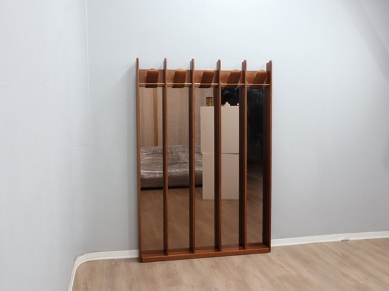Image 1 of Vintage La Moderna houten kapstok uit de jaren 70 met spiegels voor in de hal.