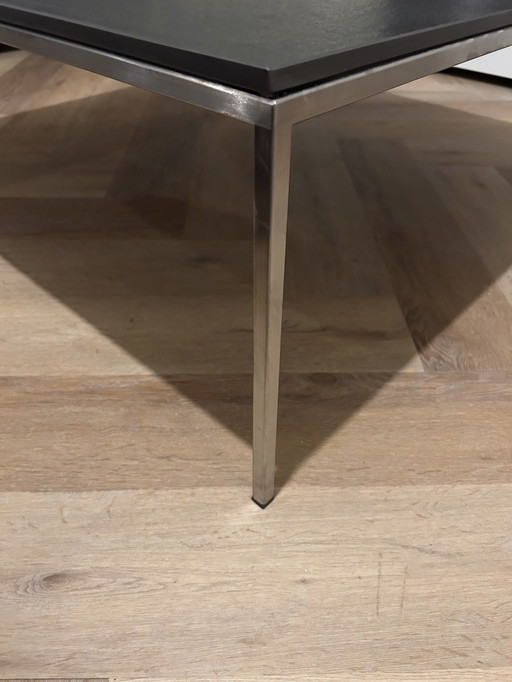 Tavolino Metaform DD 100x100 in acciaio inox e composito