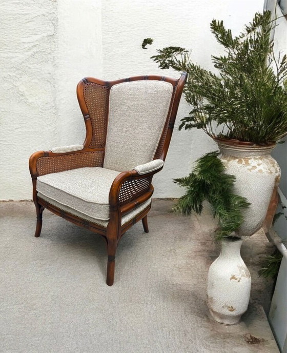 Image 1 of Poltrona vintage Giorgetti Wingback - Finto bambù.
