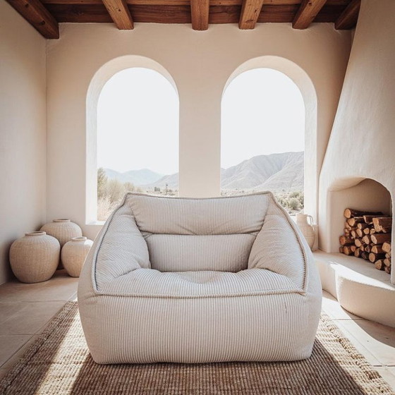 Image 1 of Luxury Living Room Bean Bag Sofa in Premium Corduroy - Designer XXL Bean Bag with Filling Included - Modern Bean Bag Chair