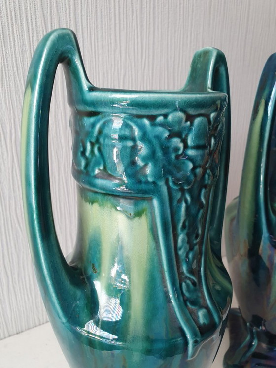 Vases Art Nouveau Gustave De Bruyn (38cm)–Fives-Lille Ca1900 – Gustave De Bruyn Fives-Lille, Ceramic (photo 5 of 8)