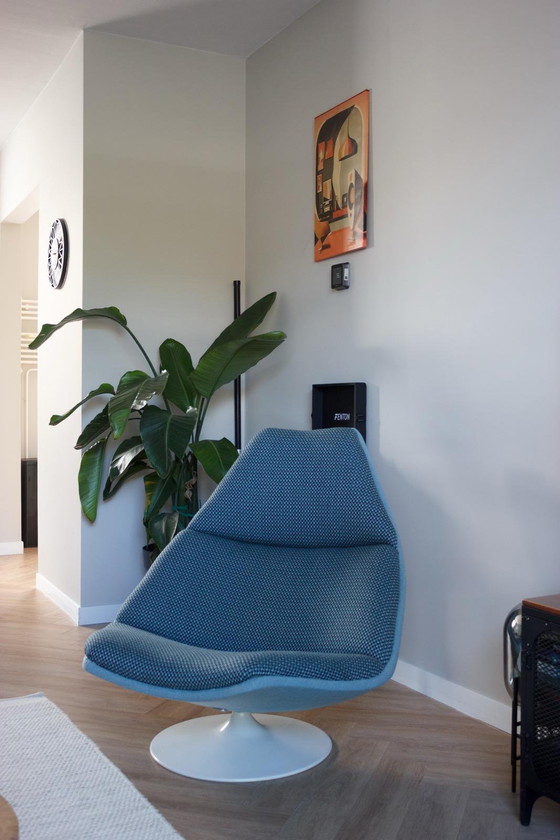 Artifort F510 Newly Upholstered Ploegwool Ploegstof Blue Panama – Armchairs, Metal, Textile (photo 5 of 6)