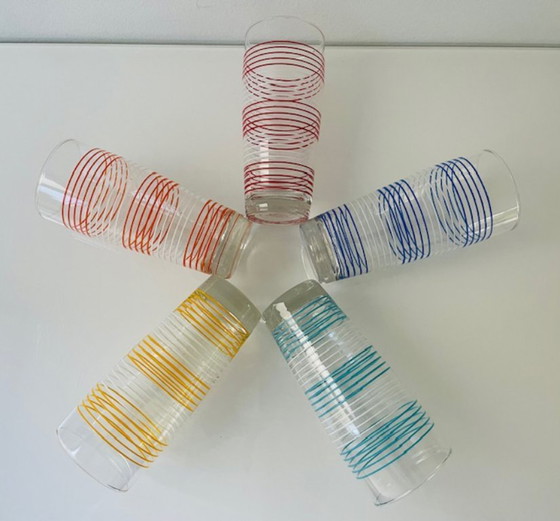 Image 1 of Set of 5 vintage Scandinavian long drink glasses