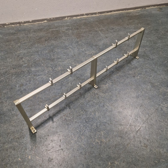 Image 1 of 1970s Aluminum Coat Rack Vintage Wall Coat Rack