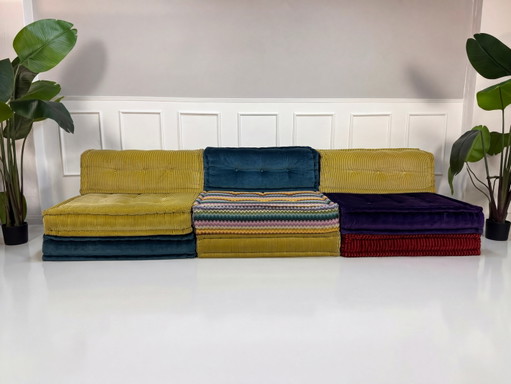 Roche Bobois Mah Jong Sofa Stoff 3-Sitz handgefertigt MahJong Bunt (Kopie)