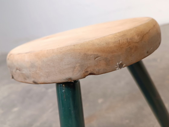Tabouret trépied en bois rustique vintage, Marron (photo 14 sur 15)