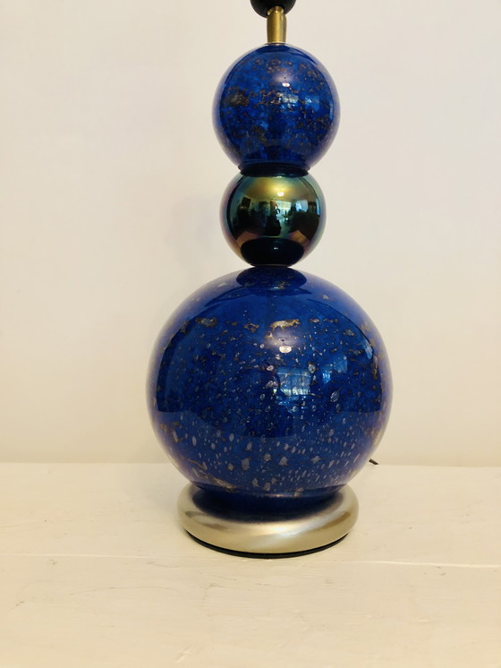 Image 1 of Vintage Blue Gold Blown Glass Table Lamp 1980s/1990s