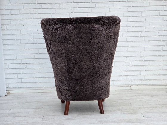 1960s, Danish armchair, reupholstered, genuine sheepskin. – Other (photo 9 of 22)