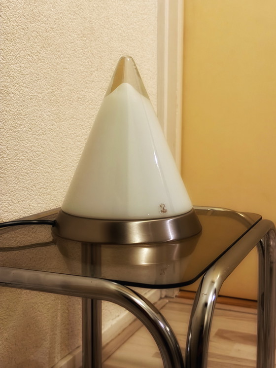 Image 1 of Lampada da tavolo Peill & Putzler Kibo d'epoca, lampada da tavolo dell'era spaziale, lampada in cromo e vetro