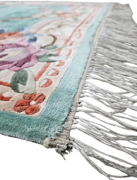 Image 1 of Hand-knotted Oriental Silk Carpet Aubusson Mint New 93x153cm