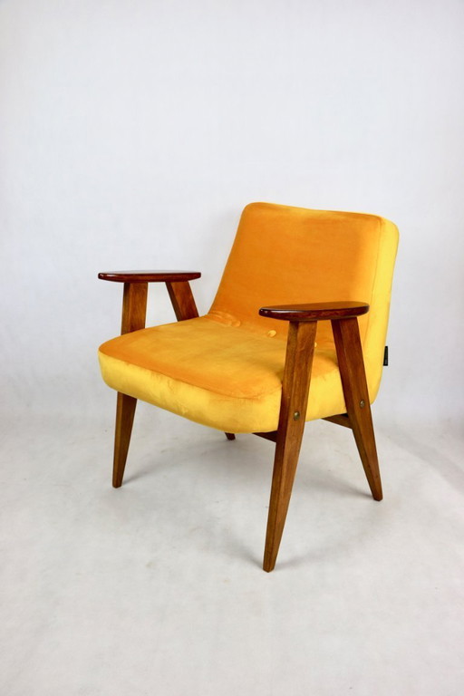 Yellow Gold Model 366 Lounge Chair by Józef Chierowski, 1970s
