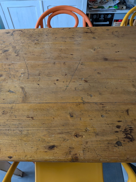 Vintage Tuscan Farmhouse Dining Table – Solid Rustic Top And Shabby Chic White Base – Wood (photo 5 of 8)