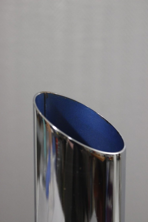 Image 1 of Vintage modernist cylindrical vase in chromed steel by Allegri Arredamenti Metallici, 1970