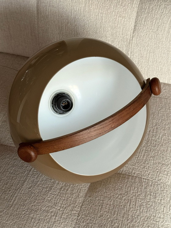 Vintage 70s design pendant lamp – Space Age – Plastic, Wood (photo 9 of 14)