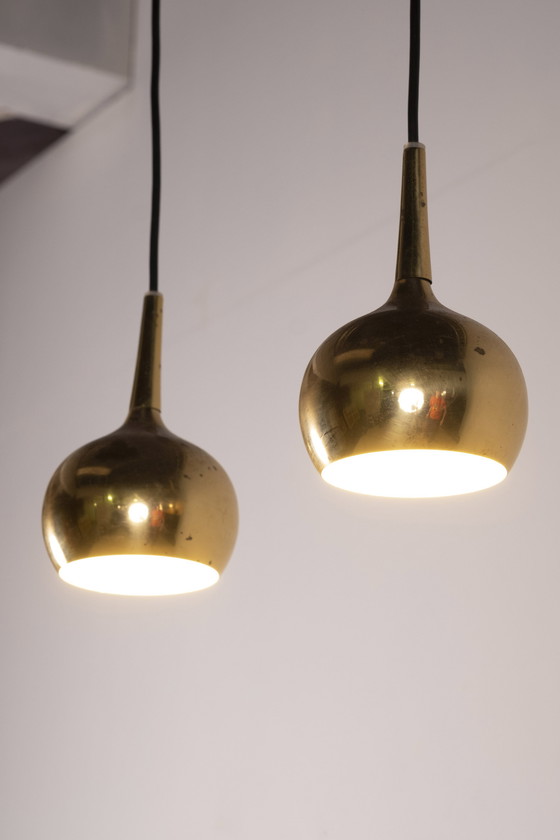 Image 1 of 2x Hans Agne Jakobsson Brass Pendant Lamp, 1960s Sweden