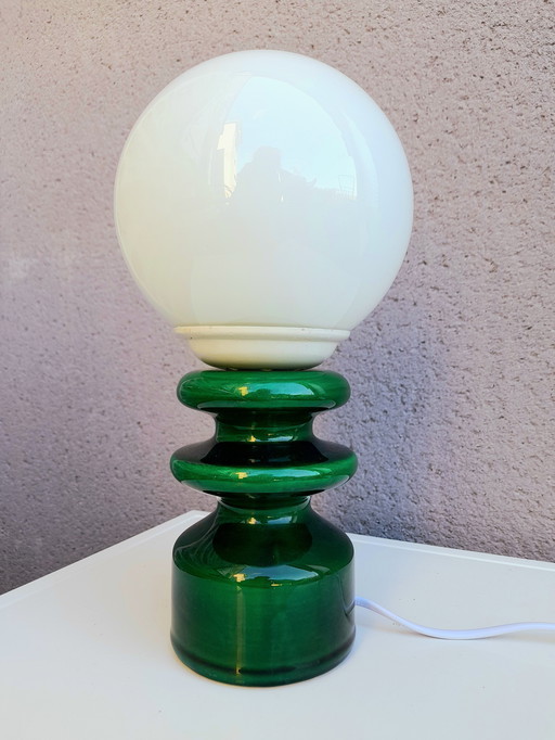 Ceramic and opaline lamp 1970