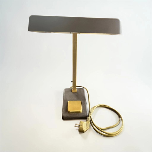 Vintage Egon Hillebrand Schreibtisch-/Klavierlampe 70er – braunes Hammerschlagmetall & Messing – Modell 7383-241 – Mid Century D