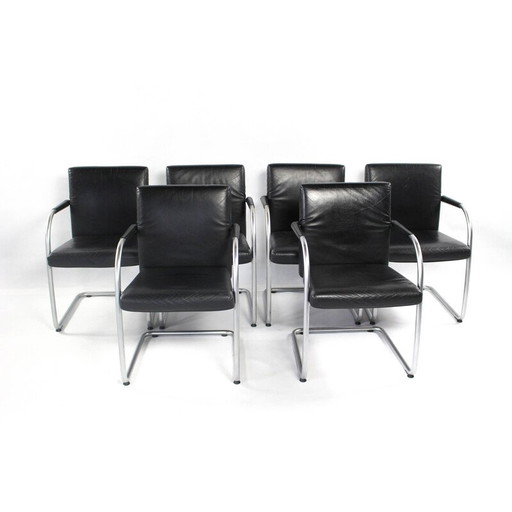 Ensemble de 6 chaises en cuir vintage par Antonio Citterio pour Vitra