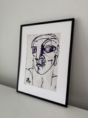 Original Patrick Boudon Drawing – Expressionist Portrait