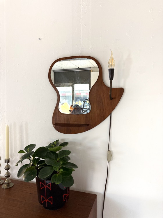 Image 1 of Miroir vintage en teck, Danemark, années 60