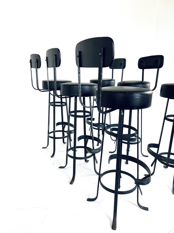 Image 1 of 6x Vintage Barstool Wrought Iron '60