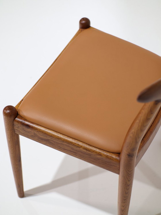 Hans J. Wegner W1 Chaise Chêne Cuir C.M. Madsen Années 1950 – Hans Wegner, Chaises de salle à manger (photo 11 of 12)