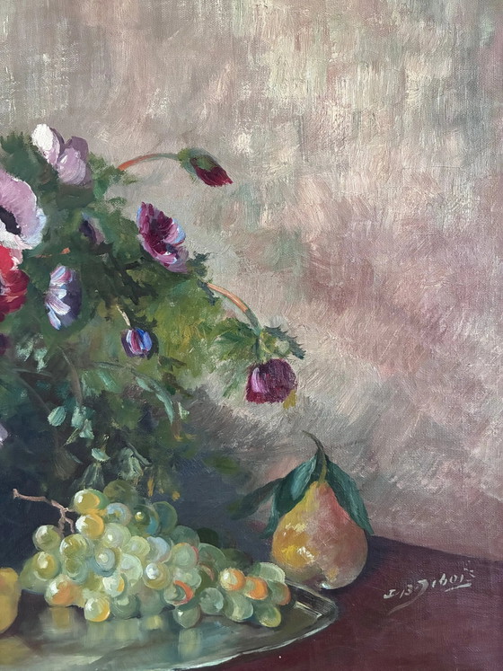Large vintage original floral still life painting with fruit – Paintings & Drawings, Wood, Canvas (photo 10 of 21)