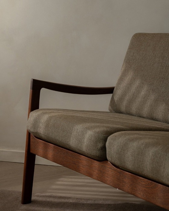 Image 1 of Vintage Senator tweezitsbank van Ole Wanscher voor Cado | Frame van Deens teakhout | Originele bekleding | Jaren 60
