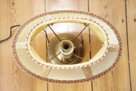 Image 1 of Tafellamp Tafellamp messing natuursteen franjes 70s J Vintage