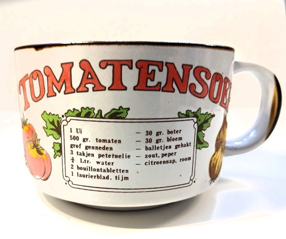 Image 1 of (W007) Complete vintage set of 6 soup bowls with recipes – 70s retro classics