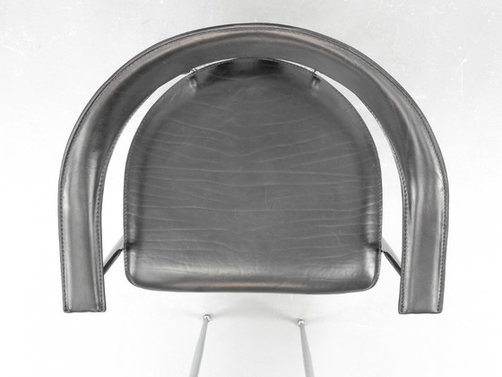 P40 Chrom und Leder Stühle von Vegni & Gualtierogotti für Fasem, 1980er, 4er Set – Esszimmerstühle, Leather (photo 9 of 17)