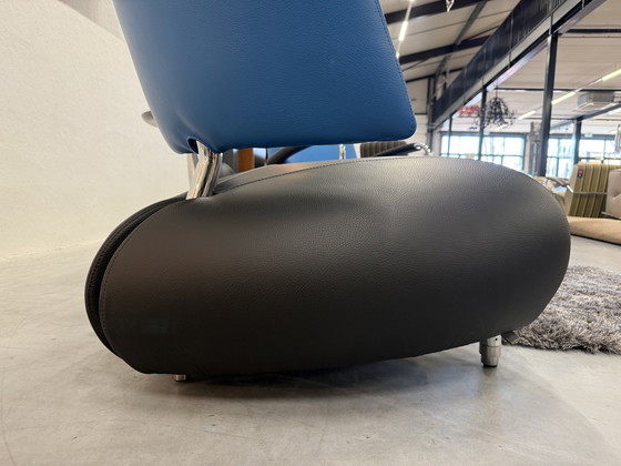 Image 1 of Leolux Pallone Fauteuil Blauw zwart leer