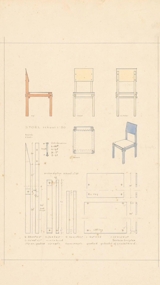 Image 1 of Table et chaises militaires par Gerrit T. Rietveld