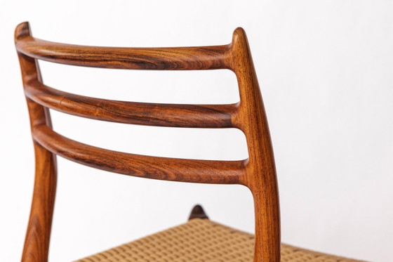 Image 1 of Niels Otto Møller Modell 78 Palisander Esszimmerstuhl - Dänischer Cord Sitz, 1960er Mid Century Modern, 2er Set erhältlich