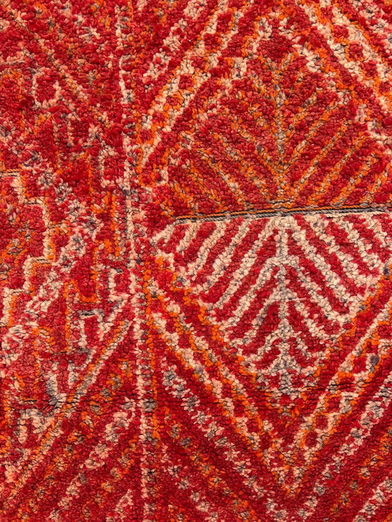 Image 1 of Vintage Red Moroccan Berber Rug 210x370 cm – Handwoven Boujad Carpet | Bohemian Tribal Area Rug | Moroccan Boujad Wool Rug