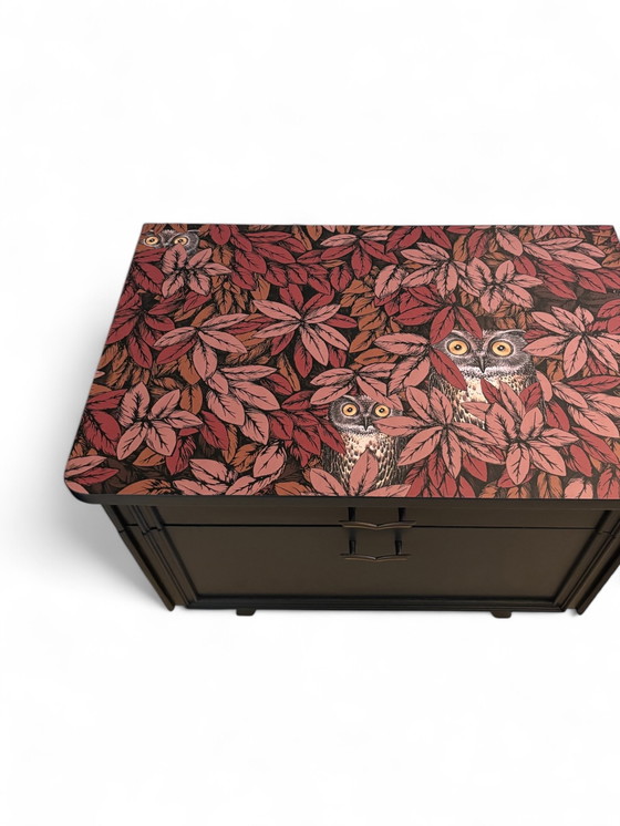 Image 1 of Vintage bedside tables with Fornasetti Foglie e Civette | The Vintage Vibe