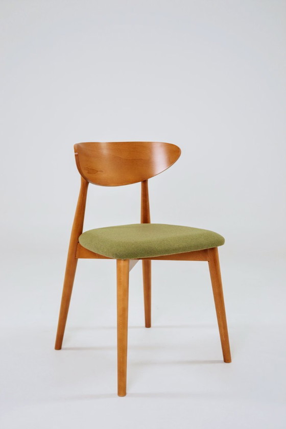Image 1 of Eetkamerstoelen set van 4 sauvage groene bekleding hout kleur te kiezen