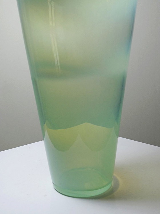 Image 1 of Opaline blown glass vase, Kosta Boda style, vintage Scandinavian design