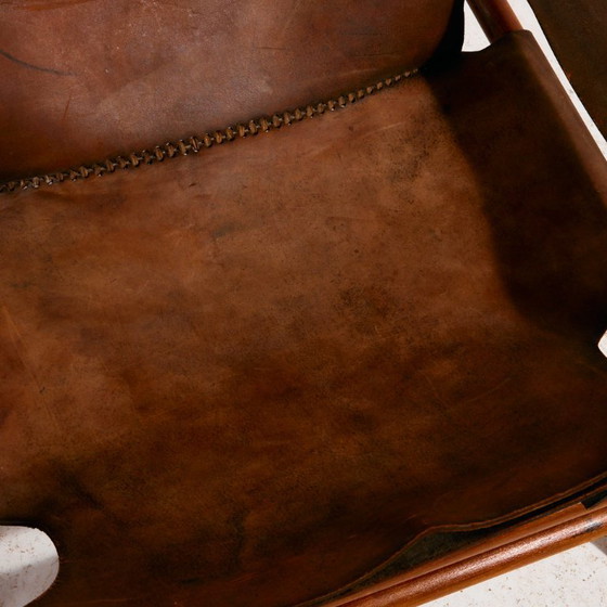 MK10957 Hongaarse kalfslederen loungestoel, Fauteuils, Metaal, Leer, Bruin, Vintage (foto 8 van 26)