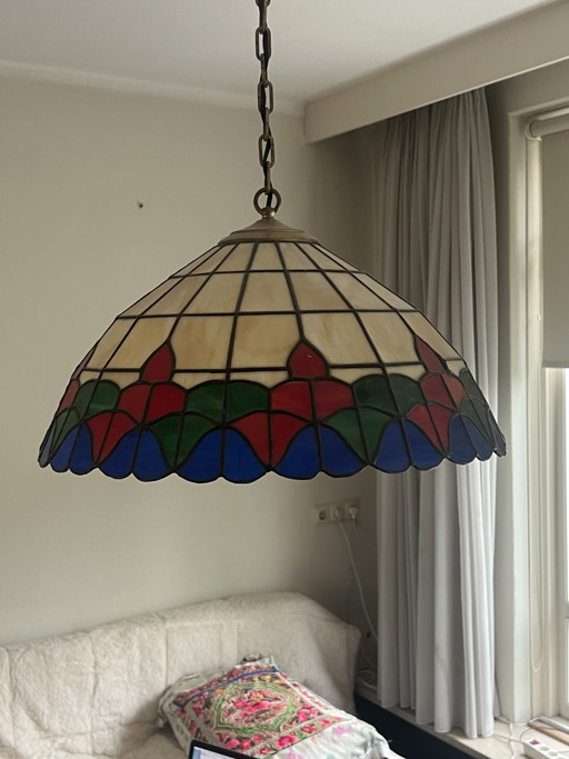 Lampada a sospensione vintage anni '90 in stile Tiffany
