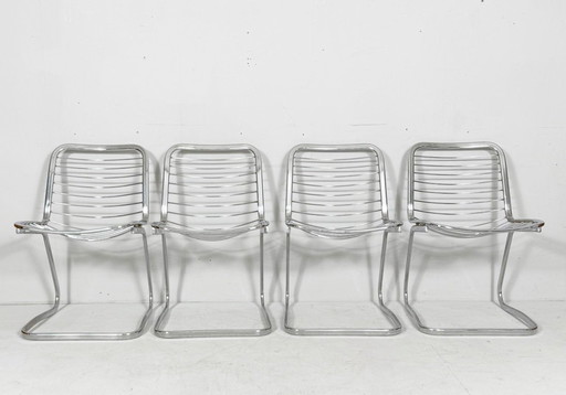 Set di 4 sedie a sbalzo disegnate da Gastone Rinaldi per Rima, modello: 'Sabrina', anni '70, Italia.